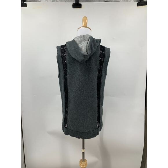 Fabletics Vest Womens M Medium Asymmetric Zip Lace Inserts Gray Hoodie Saige - Picture 6 of 14
